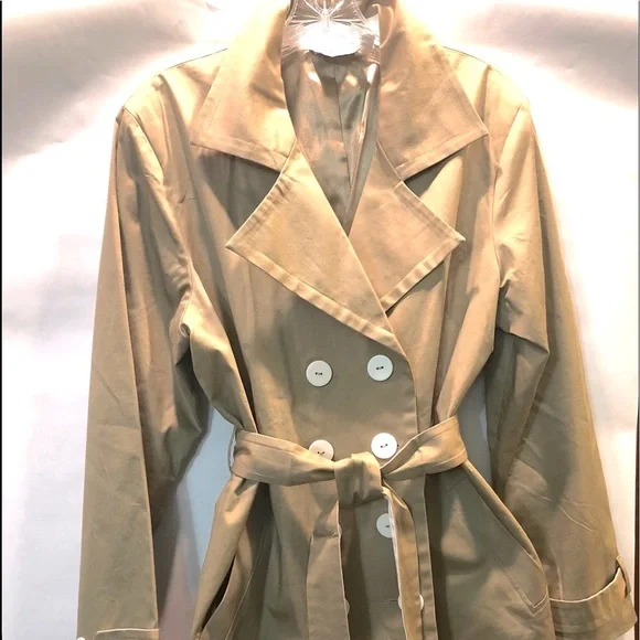 COPY - VINTAGE Linea by Louis Dell'Olio Trench Coat Women's L Tan Beige Brown - Picture 6 of 15
